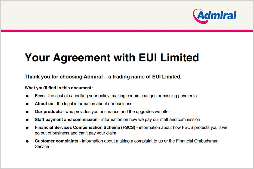 Financial services copywriting for Admiral